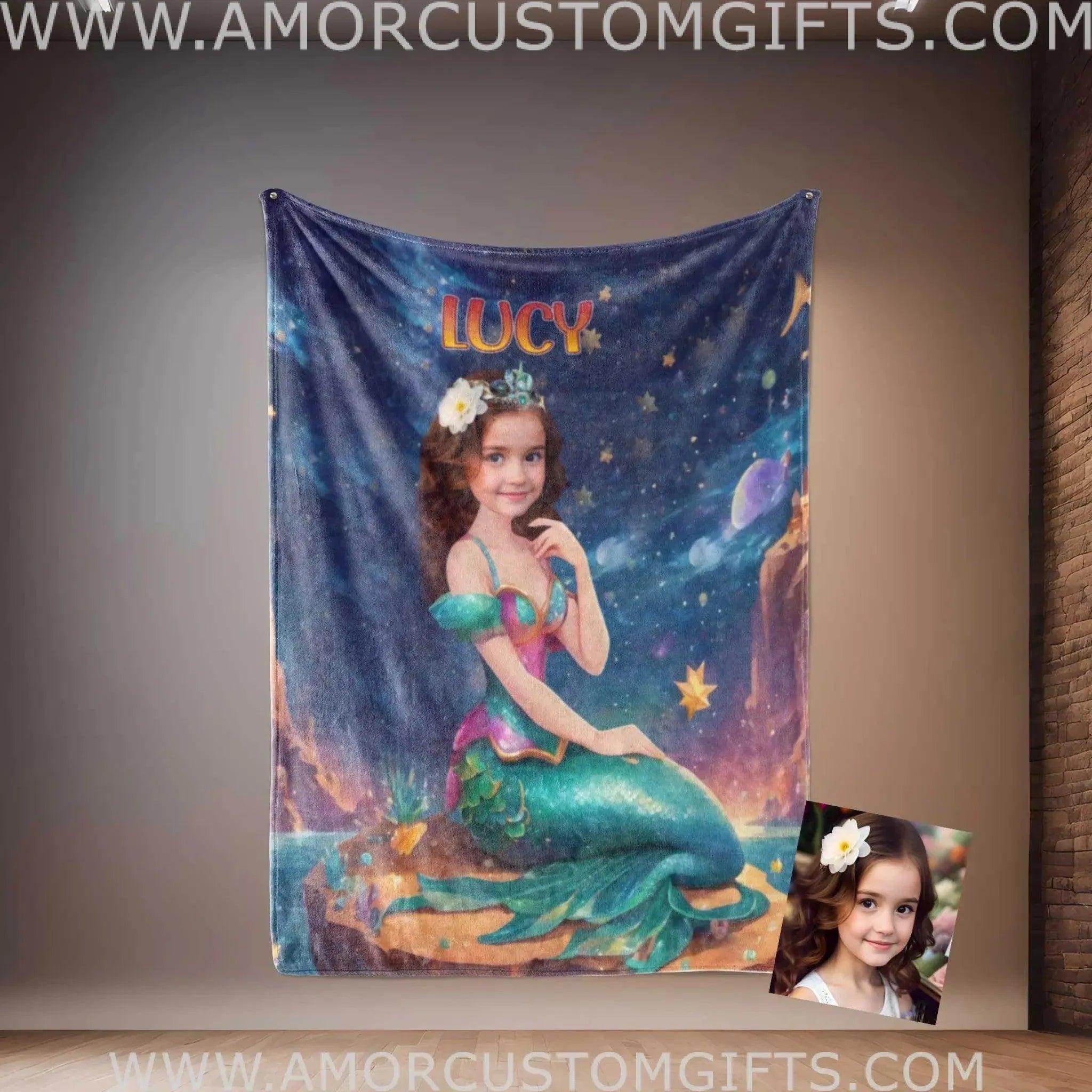 Personalized mermaid blanket sale