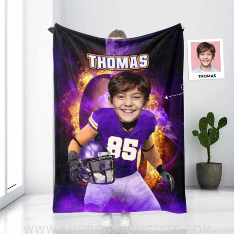 Blankets Personalized Minnesota Football Boy Blanket | Custom Face & Name Football Boys Blanket