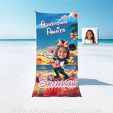 Personalized Minnie Cartoon Mouse On Beach Sunset Photo Girl Towel Towels