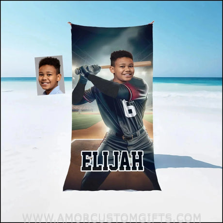 Towels Personalized MLB Arizona Baseball Boy Diamondbacks Photo Beach Towel