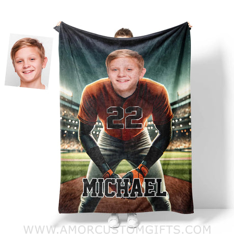 Personalized Mlb Baltimore Baseball Boy Orioles Photo Blanket Blankets