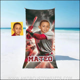 Towels Personalized MLB Cincinnati Baseball Boy Reds Photo Beach Towel | Customized Name & Face Boy Towel