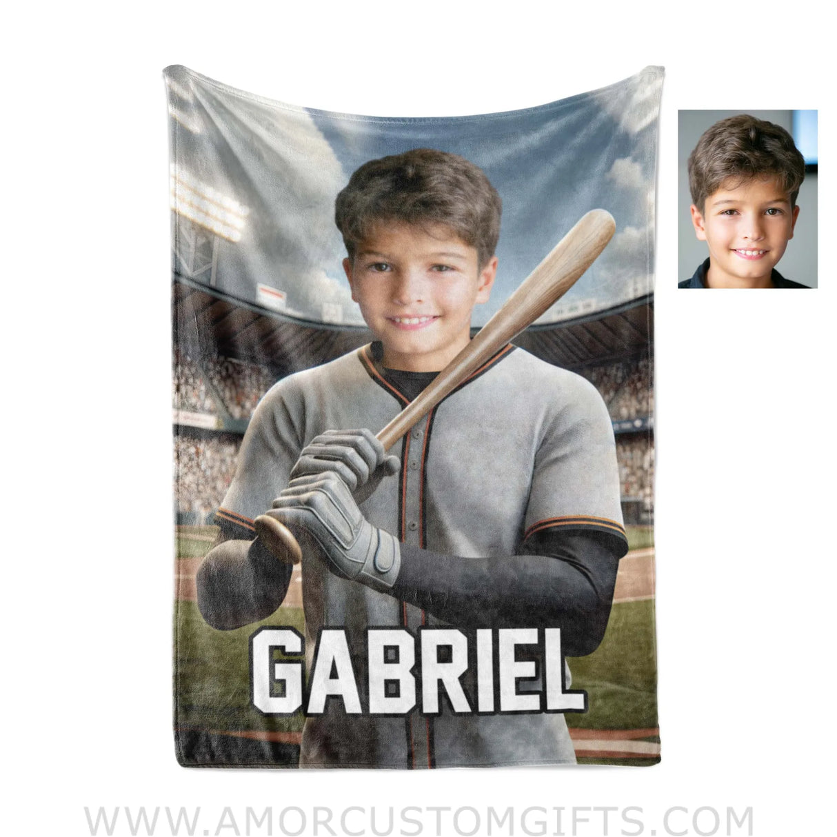 Blankets Personalized MLB Detroit Baseball Boy Tigers Photo Blanket | Custom Name & Face Boy Blanket