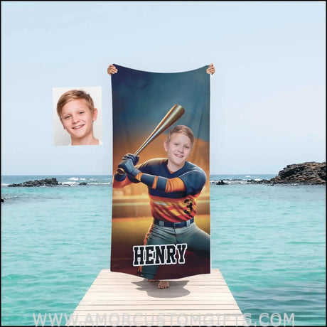 Towels Personalized MLB Houston Baseball Boy Astros Photo Beach Towel