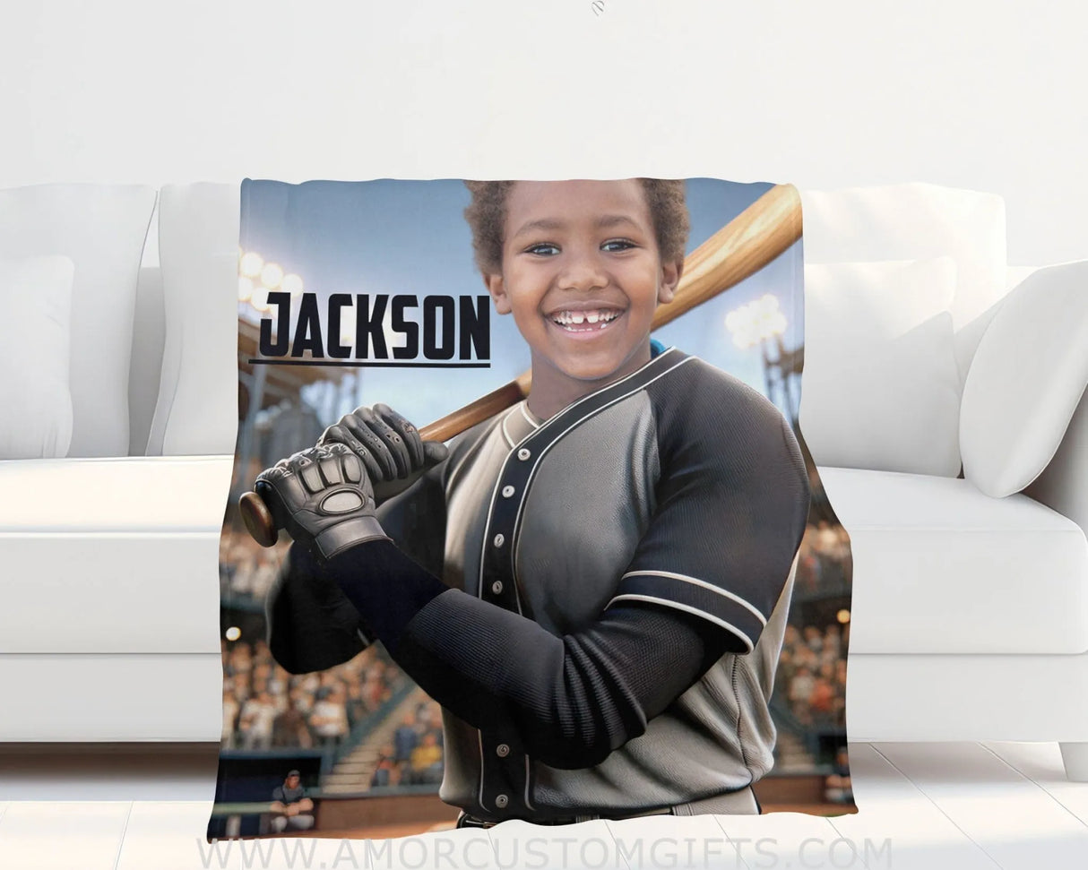 Blankets Personalized MLB Kansas Football Boy City Royals Photo Blanket | Custom Name & Face Boy Blanket