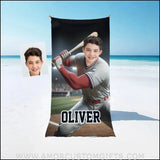 Towels Personalized MLB Los Angeles Baseball Boy Photo Beach Towel