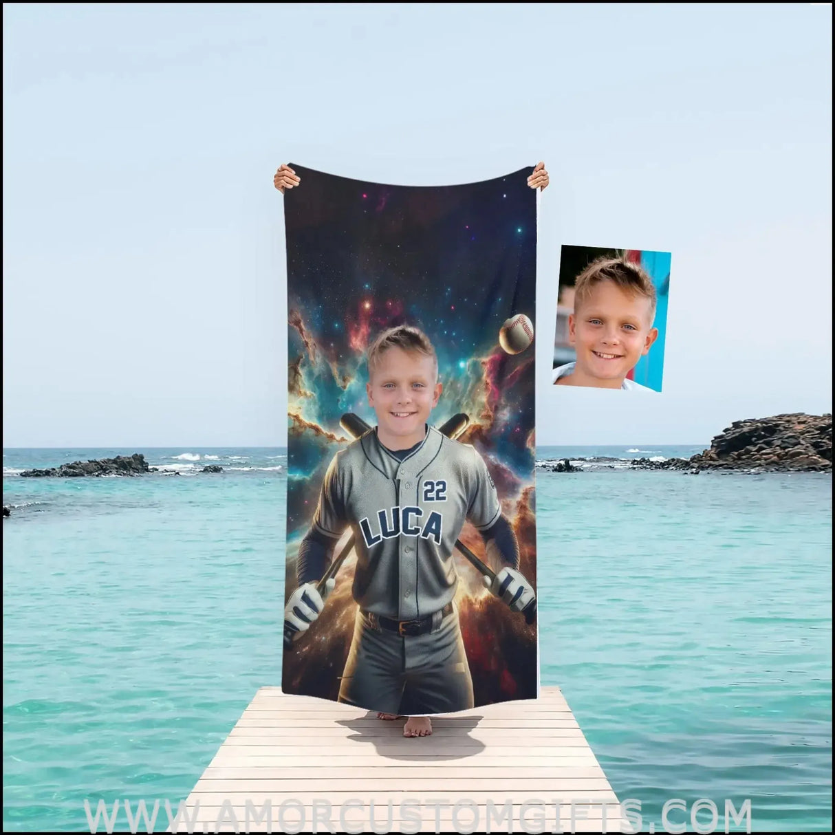 Towels Personalized MLB San Diego Baseball Boy Padres Photo Beach Towel