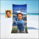 Towels Personalized MLB Toronto Baseball Boy Blue Jays Photo Beach Towel