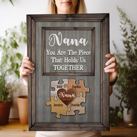 Posters, Prints, & Visual Artwork Personalized Mother's Day Family Puzzle - Custom Name Poster Canvas Print