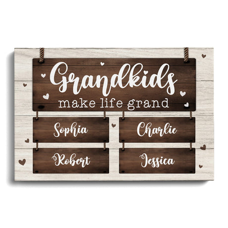 Posters, Prints, & Visual Artwork Personalized Mother's Day Grandkids - Custom Name Poster Canvas Print
