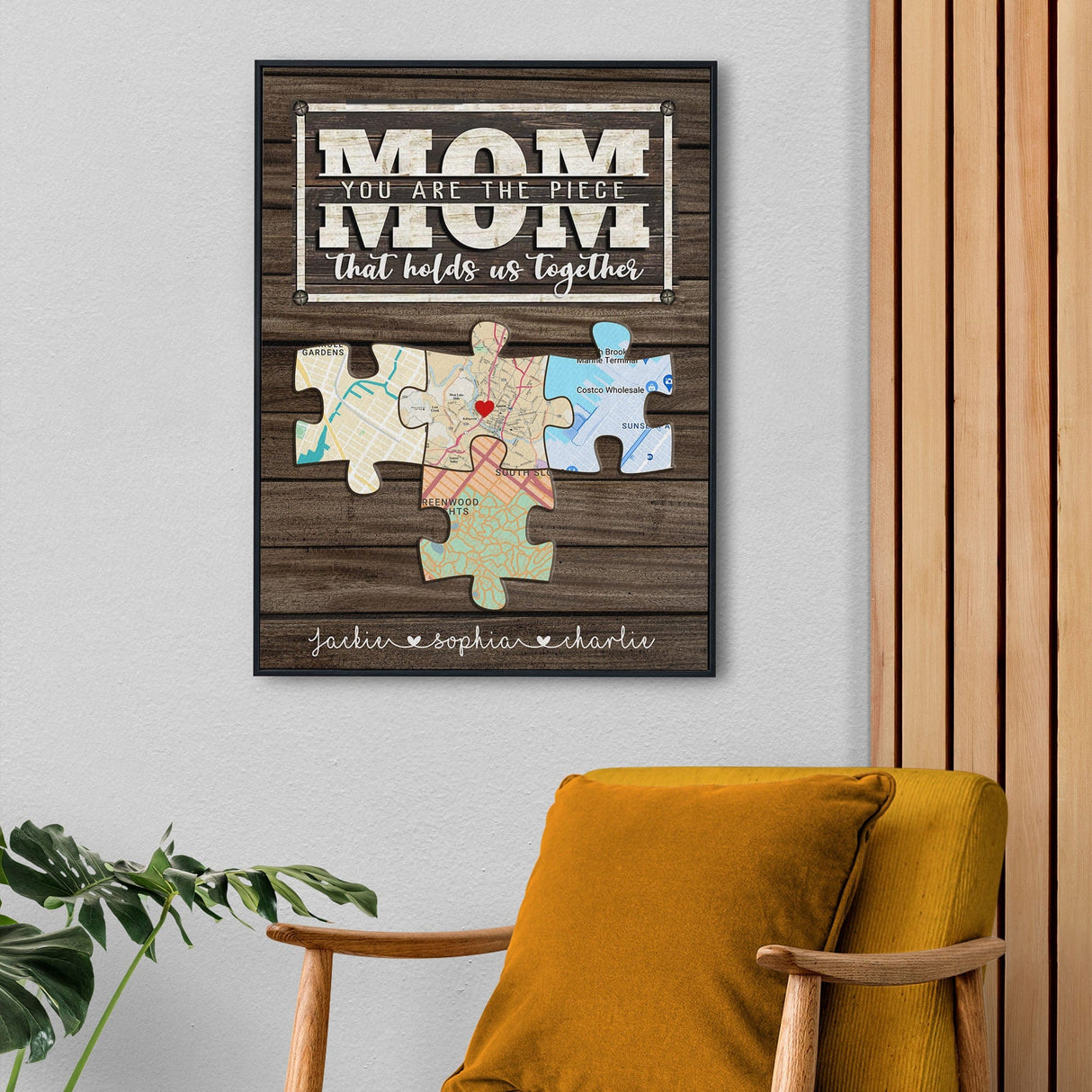 Posters, Prints, & Visual Artwork Personalized Mother's Day Map Location - Custom Map & Name Poster Canvas Print
