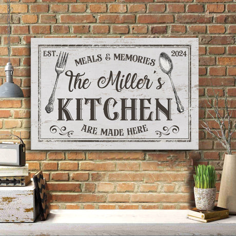 Posters, Prints, & Visual Artwork Personalized Home Decor Meals Memories KITCHEN - Custom Name Poster Canvas Print
