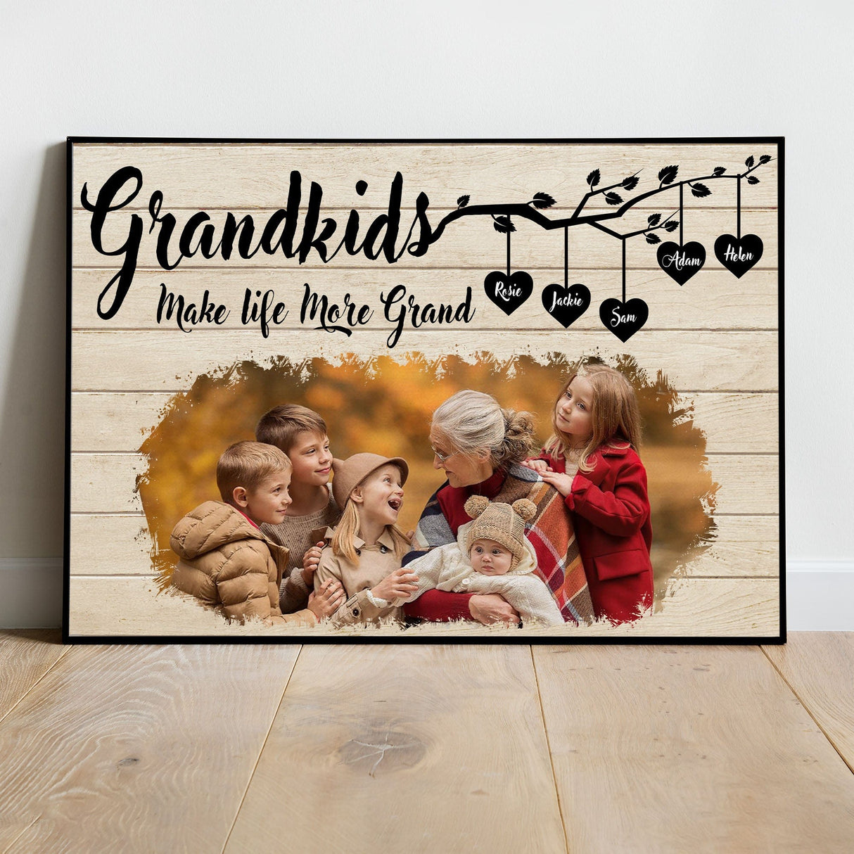 Posters, Prints, & Visual Artwork Personalized Mother's Day Grandkids Make Life More Grand - Custom Photo & Name Poster Canvas Print