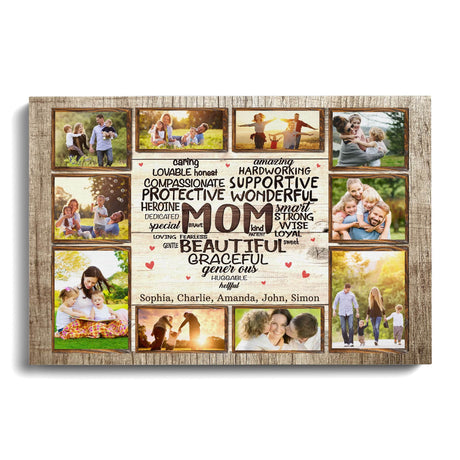 Posters, Prints, & Visual Artwork Personalized Mothers Day Wonderful MOM - Custom Photo & Name Poster Canvas Print