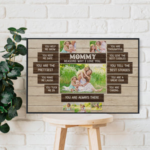 Posters, Prints, & Visual Artwork Personalized Mother's Day Reason I Love You - Custom Photo & Name Poster Canvas Print