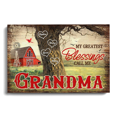 Posters, Prints, & Visual Artwork Personalized Mother's Day Blessing Call Me Grandma - Custom Name Poster Canvas Print
