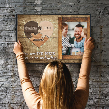 Posters, Prints, & Visual Artwork Personalized Father's Day Dad Puzzles - Custom Photo & Name Poster Canvas Print