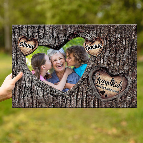 Posters, Prints, & Visual Artwork Personalized Mother's Day Grandma Heart - Custom Photo & Name Poster Canvas Print