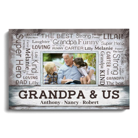 Posters, Prints, & Visual Artwork Personalized Father's Day Grandpa & Us - Custom Photo & Name Poster Canvas Print