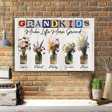 Posters, Prints, & Visual Artwork Personalized Mother's Day Grandkids - Custom Name Poster Canvas Print