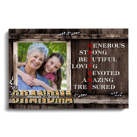 Posters, Prints, & Visual Artwork Personalized Mother's Day GRANDMA Custom Name - Custom Photo & Name Poster Canvas Print