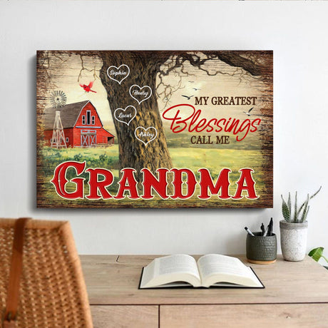 Posters, Prints, & Visual Artwork Personalized Mother's Day Blessing Call Me Grandma - Custom Name Poster Canvas Print