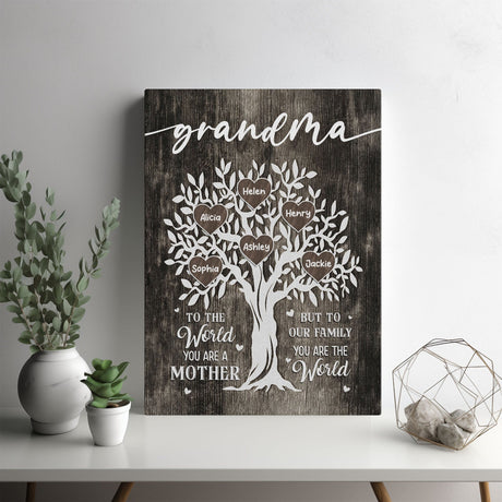 Posters, Prints, & Visual Artwork Personalized Mother's Day Grandma Family Tree - Custom Name Poster Canvas Print