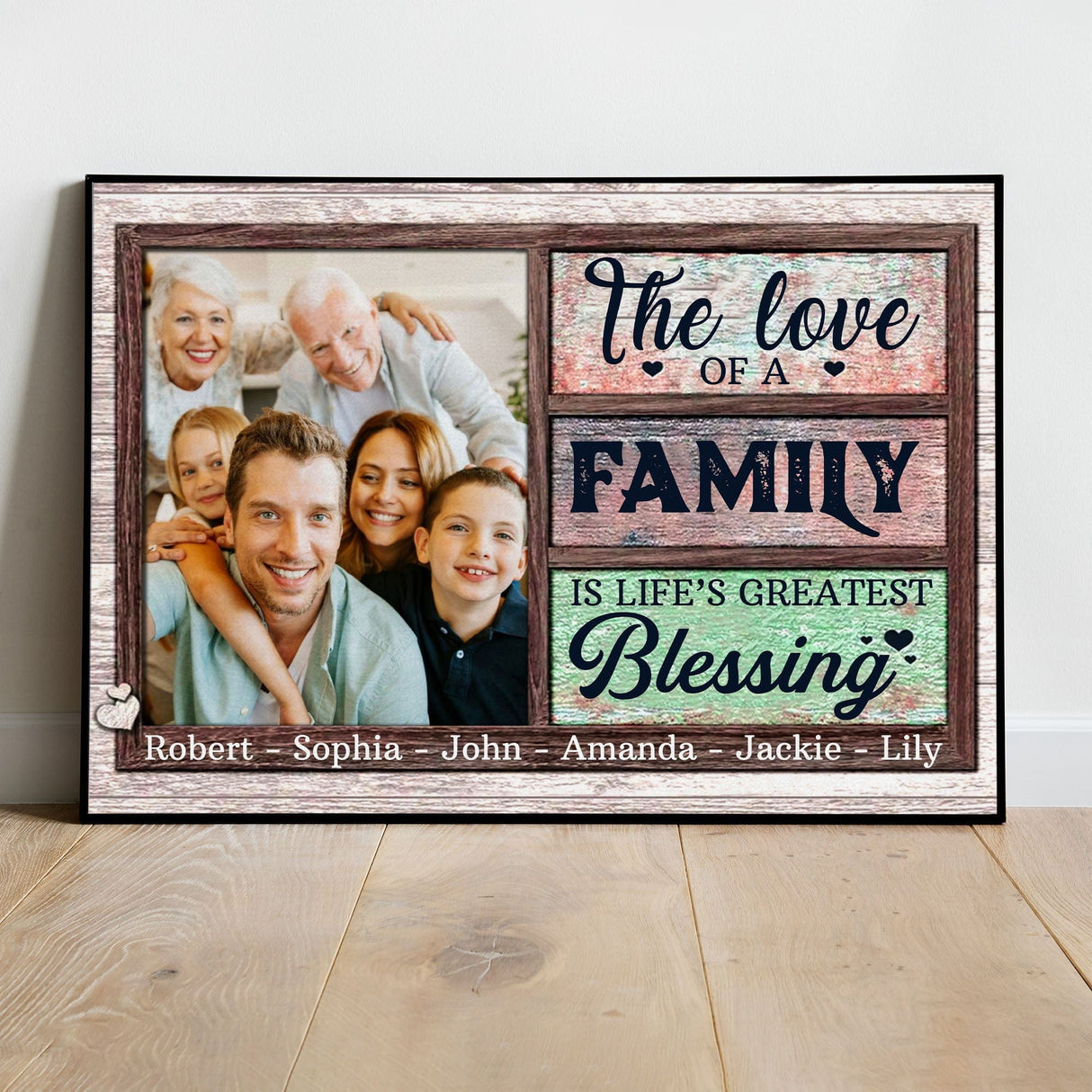 Posters, Prints, & Visual Artwork Personalized The Love Of A Family - Custom Photo & Name Poster Canvas Print