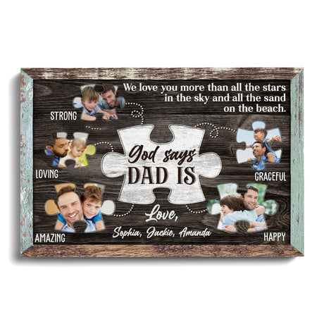 Posters, Prints, & Visual Artwork Personalized Father's Day God Says DAD Is Strong - Custom Photo & Name Poster Canvas Print