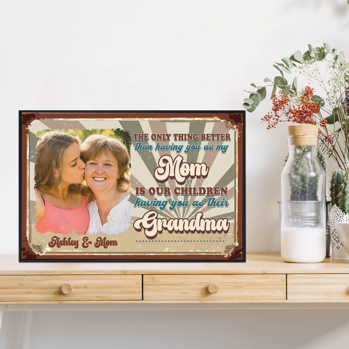Posters, Prints, & Visual Artwork Personalized Mother's Day Vintage Mom Grandma - Custom Photo & Name Poster Canvas Print