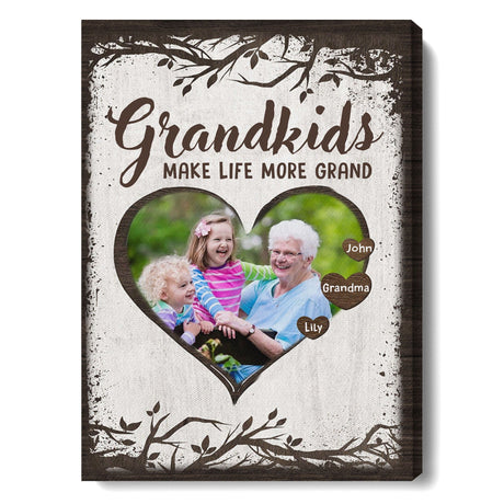 Posters, Prints, & Visual Artwork Personalized Mother's Day Grandkids - Custom Photo & Name Poster Canvas Print
