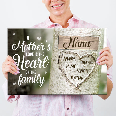 Posters, Prints, & Visual Artwork Personalized Mother's Day NANA Heart - Custom Name Poster Canvas Print