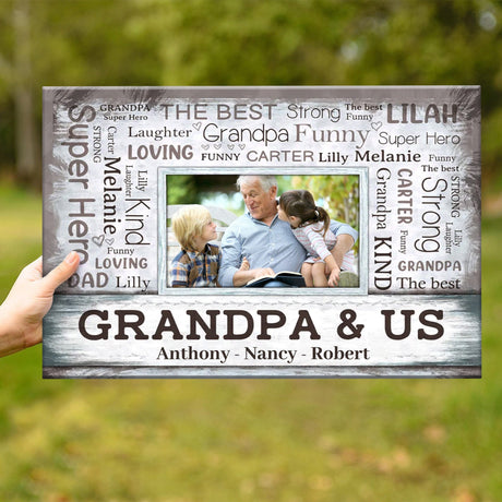 Posters, Prints, & Visual Artwork Personalized Father's Day Grandpa & Us - Custom Photo & Name Poster Canvas Print