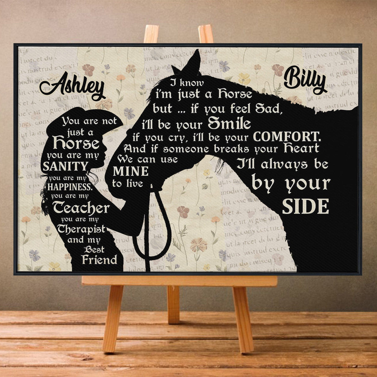 Posters, Prints, & Visual Artwork Personalized Home Decor Horse Lovers - Custom Name Poster Canvas Print