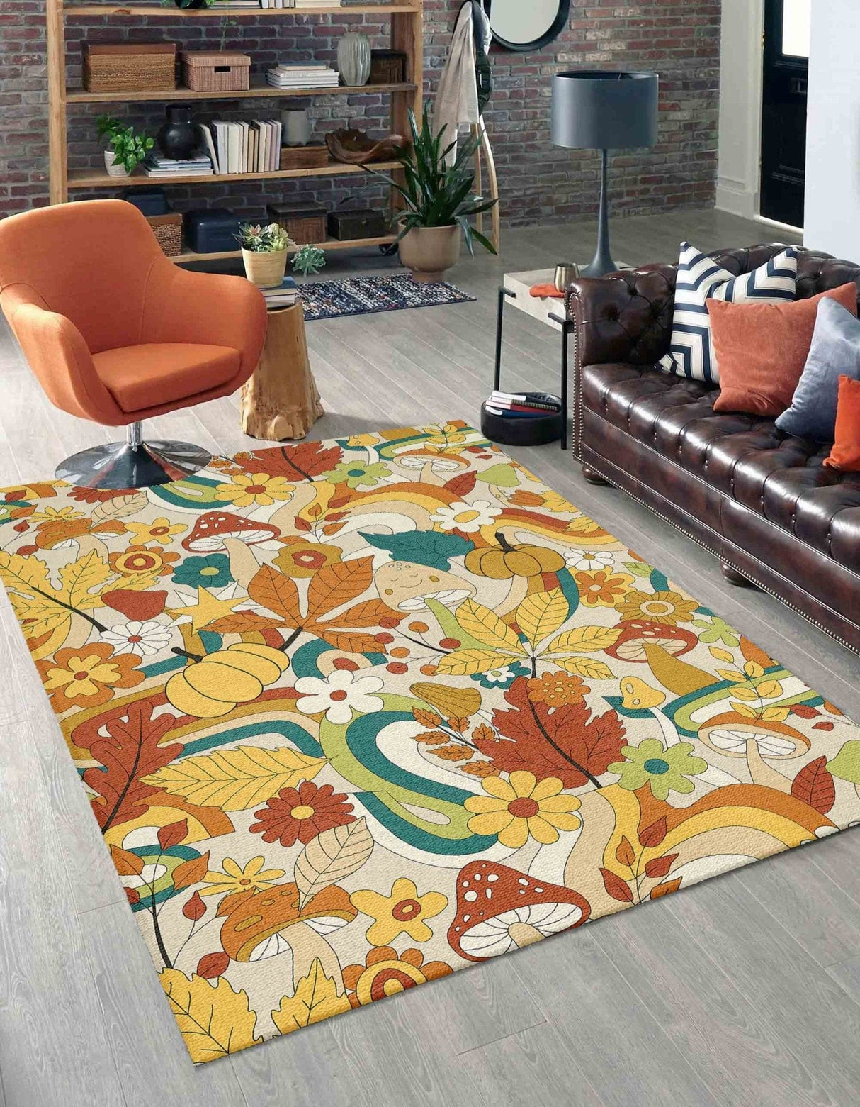 Mats & Rugs Personalized Mystic Boho Fall Floral Foliage Rug / Floormat | Personalized Home Carpet, Mat, Home Decor