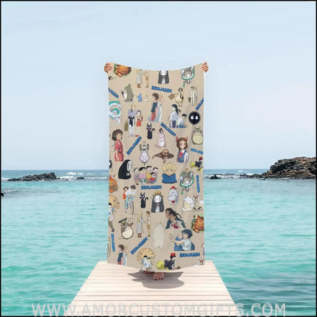 Towels Personalized Name Ghibli Studio Towel, Best Gift in Summer, Beach Towel For Boy Girl Kid