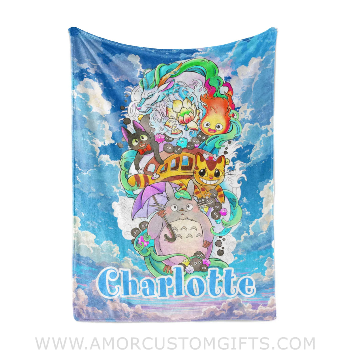 Blanket Personalized Name Ghibli Totoro Anime Boy Girl Blanket, Baby Boy Girl Fleece Blankets, Gift For Baby Girl Boy
