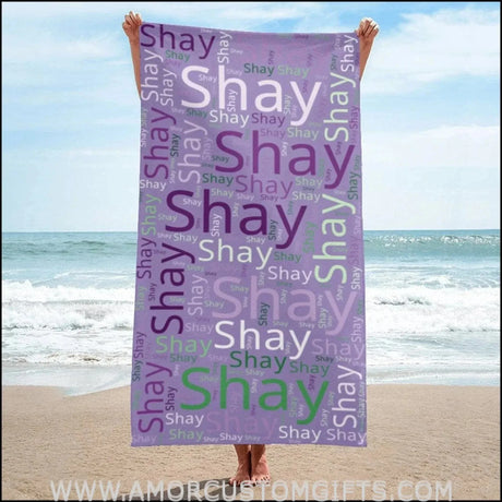 Towels Personalized Name Pattern Beach Towel for Kid Summer, Summer Gift, Birthday Gift for Boy Girl