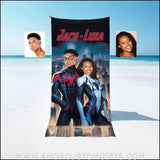 Towels Personalized Name & Photo Spiderman Gwen Couple 3 On Beach Towel