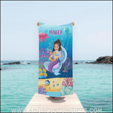 Towels Personalized Name & Photo Summer Mermaid Pearl Beach Towel