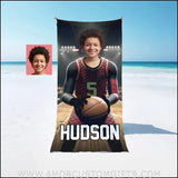 Towels Personalized NBA Atlanta Basketball Boy Hawks Photo Beach Towel | Customized Name & Face Boy Towel