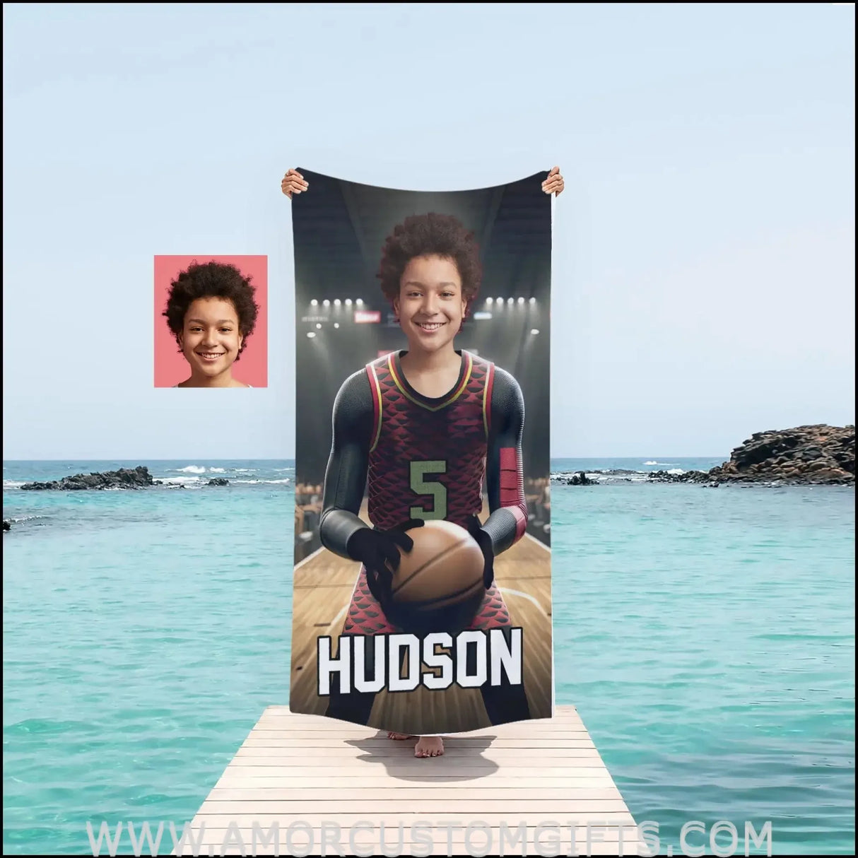 Towels Personalized NBA Atlanta Basketball Boy Hawks Photo Beach Towel