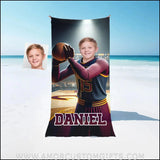 Towels Personalized NBA Cleveland Basketball Boy Cavaliers Photo Beach Towel | Customized Name & Face Boy Towel