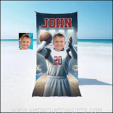 Towels Personalized NBA Los Angeles Basketball Boy Clippers Photo Beach Towel | Customized Name & Face Boy Towel