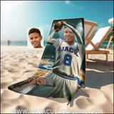 Towels Personalized NBA Philadelphia Basketball Boy 76ers Photo Beach Towel | Customized Name & Face Boy Towel