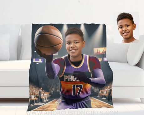 Personalized Nba Phoenix Baseball Boy Suns Photo Blanket Blankets
