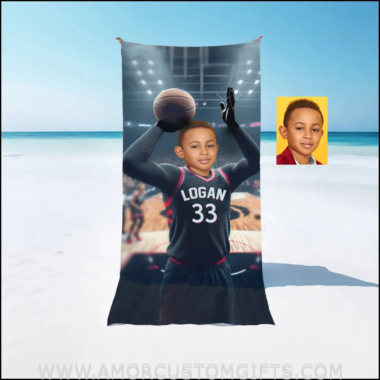 Towels Personalized NBA Toronto Basketball Boy Raptors Photo Beach Towel