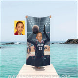 Towels Personalized NBA Toronto Basketball Boy Raptors Photo Beach Towel | Customized Name & Face Boy Towel