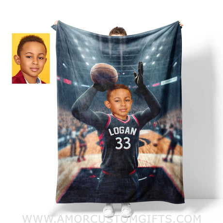 Blankets Personalized NBA Toronto Basketball Boy Raptors Photo Blanket | Custom Name & Face Boy Blanket