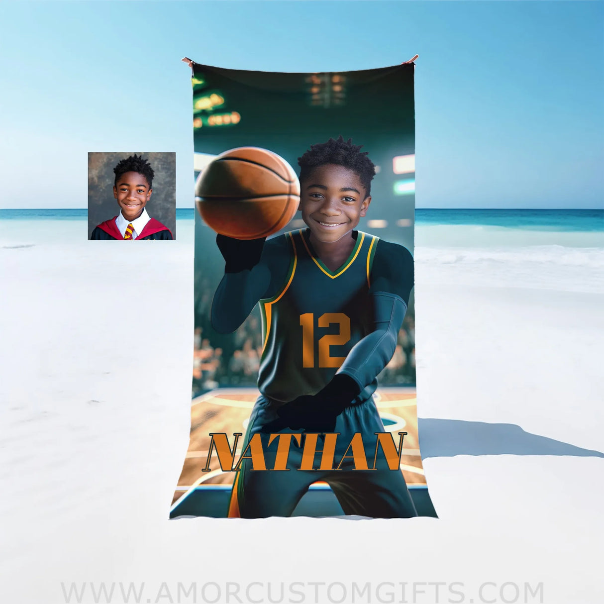 Personalized Nba Utah Basketball Boy Jazz Photo Beach Towel | Customized Theme Pool Towels